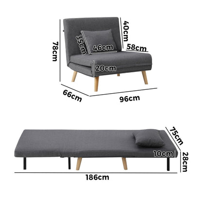 Lounge Sofa Bed Polyester Single Seat Green