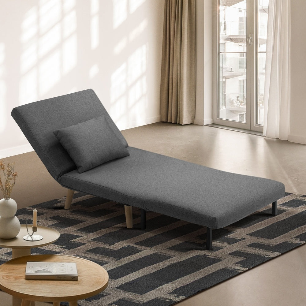 Lounge Sofa Bed Polyester Single Seat Green