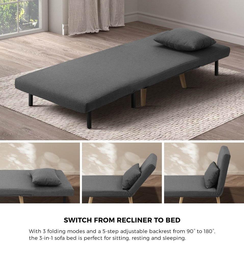 Lounge Sofa Bed Polyester Single Seat Green