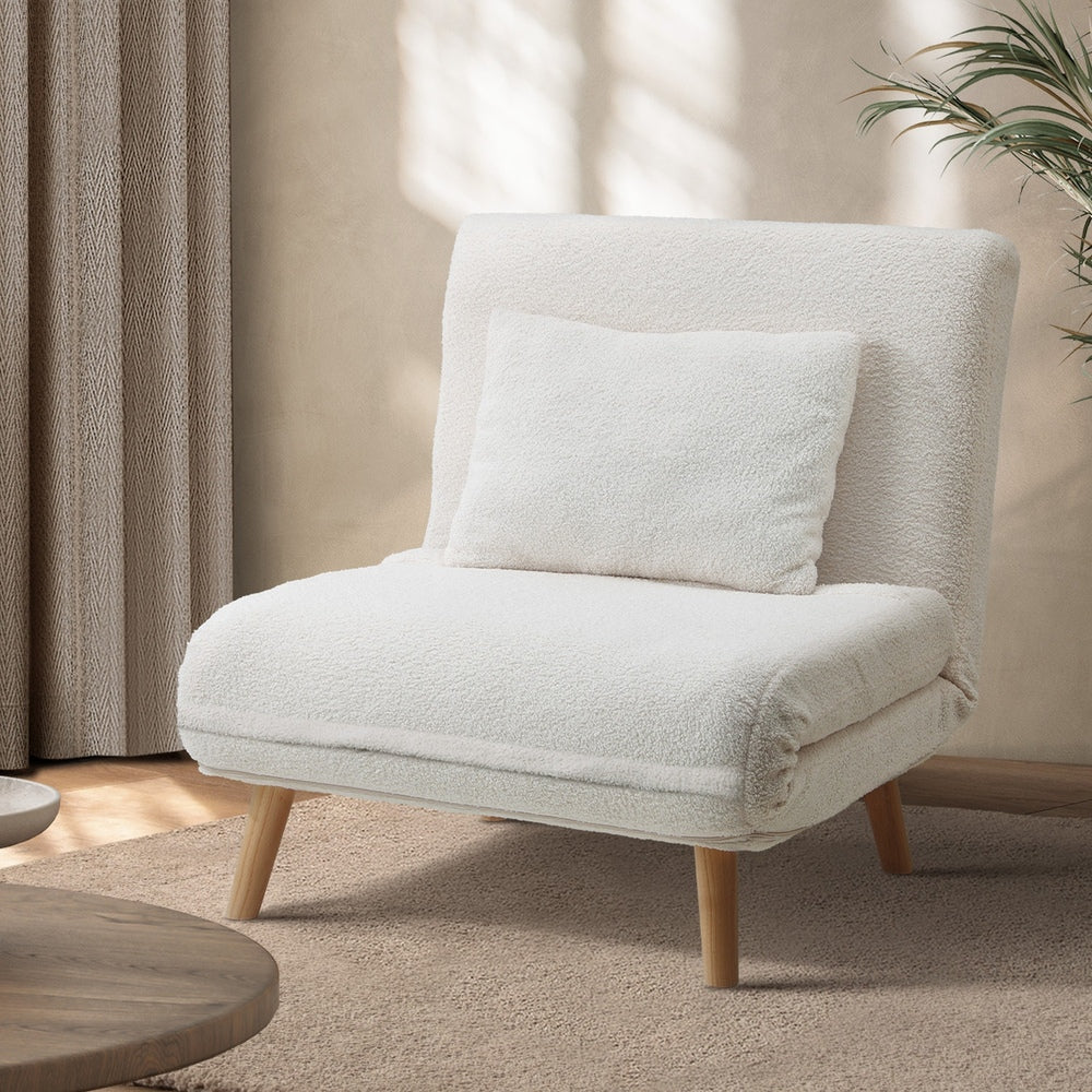 Lounge Sofa Bed Polyester Single Seat Green