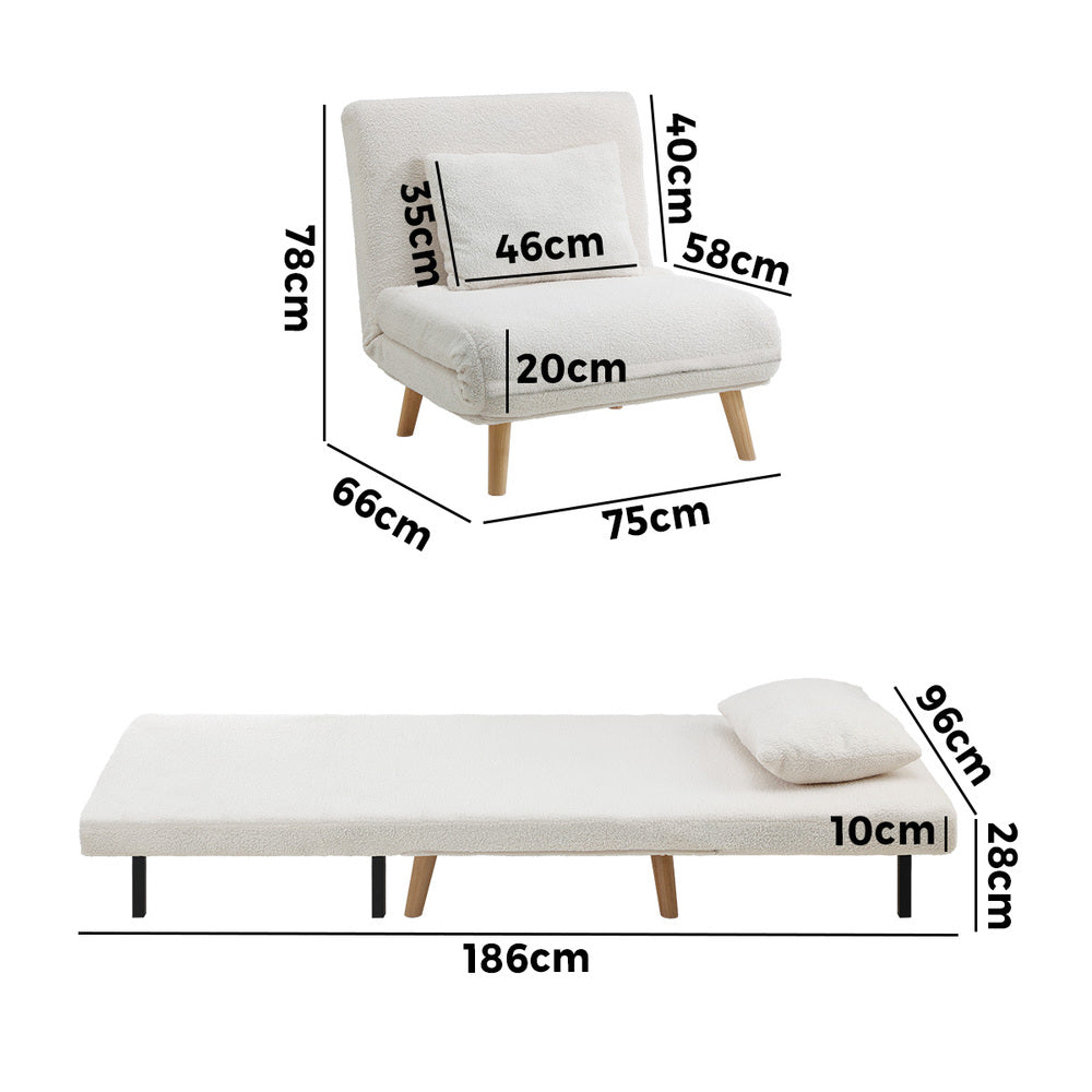 Lounge Sofa Bed Polyester Single Seat Green