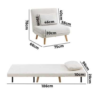 Lounge Sofa Bed Polyester Single Seat Green