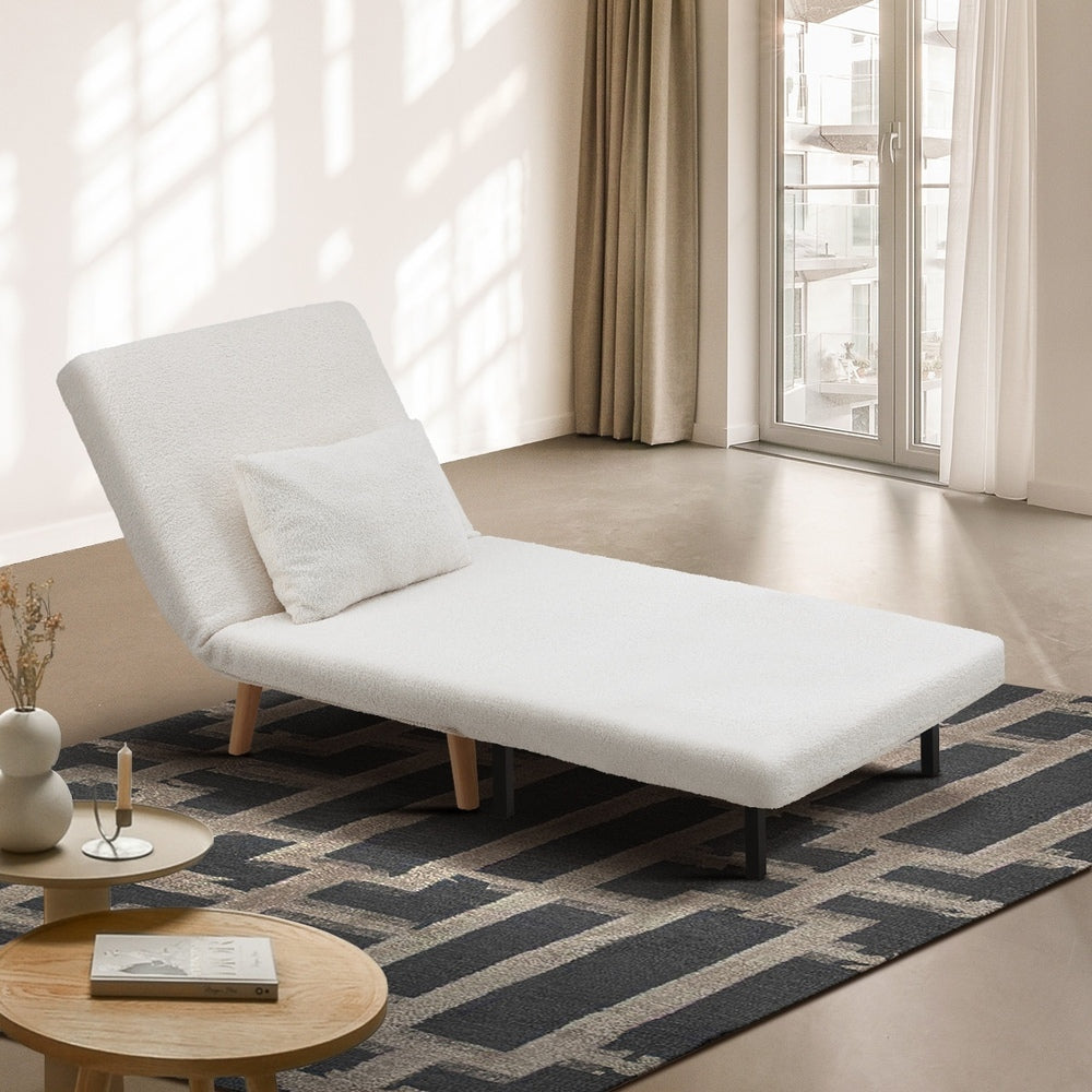 Lounge Sofa Bed Polyester Single Seat Green