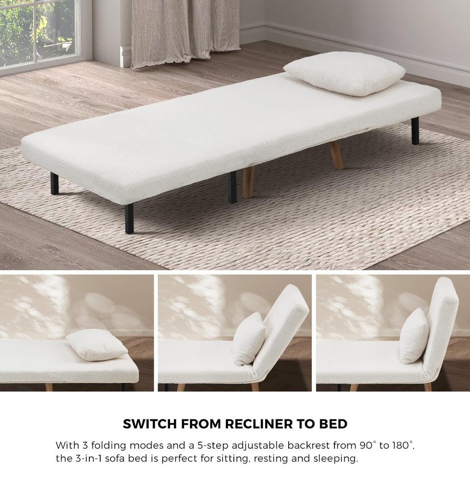 Lounge Sofa Bed Polyester Single Seat Green
