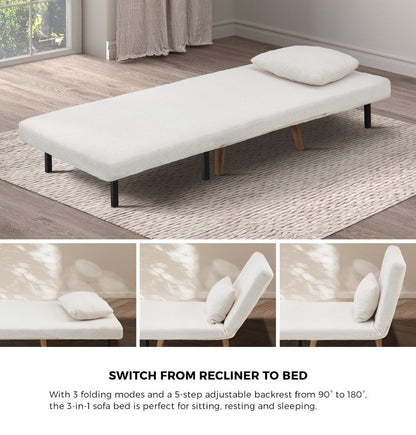 Lounge Sofa Bed Polyester Single Seat Green