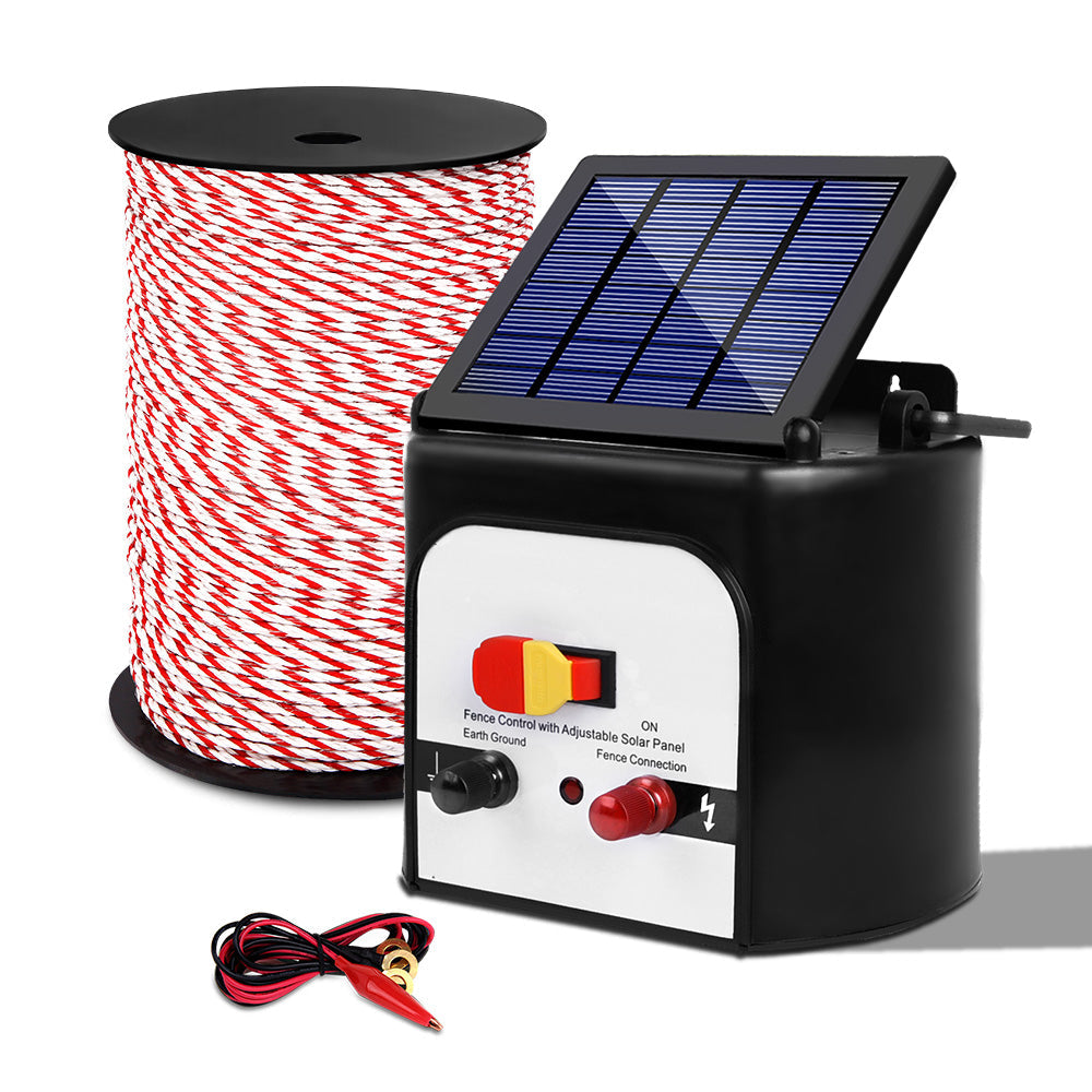 Fence Energiser 8Km Solar Powered Electric 500M Poly Rope
