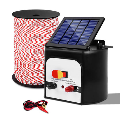 Fence Energiser 8Km Solar Powered Electric 500M Poly Rope
