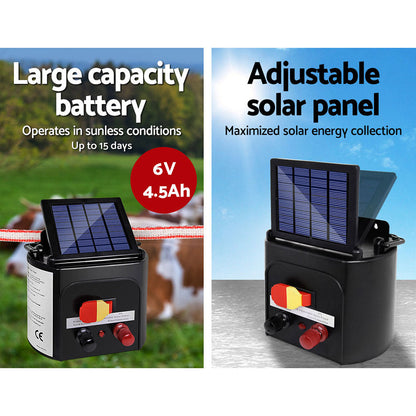 Fence Energiser 3Km Solar Powered Electric 400M Poly Tape Insulator