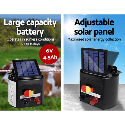 Fence Energiser 5Km Solar Powered Electric 500M Poly Wire Insulator