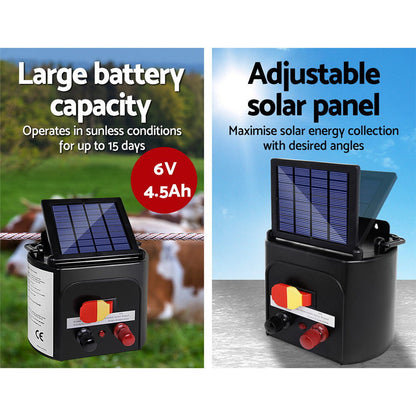 Fence Energiser 3Km Solar Powered Electric 2Km Poly Wire