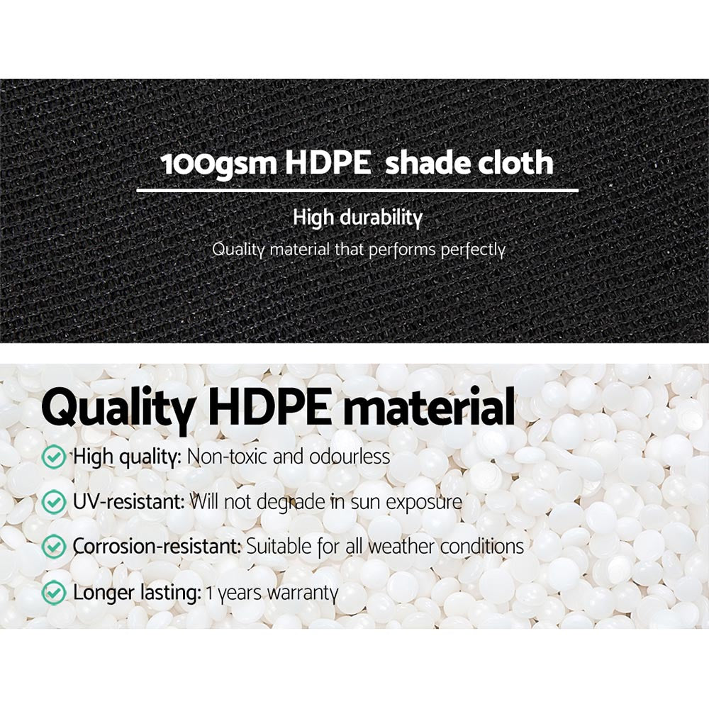 50% Shade Cloth 1.83x20m - Heavy Duty Garden Mesh Roll, Black