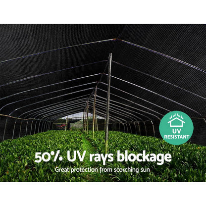 50% Shade Cloth 1.83x20m - Heavy Duty Garden Mesh Roll, Black