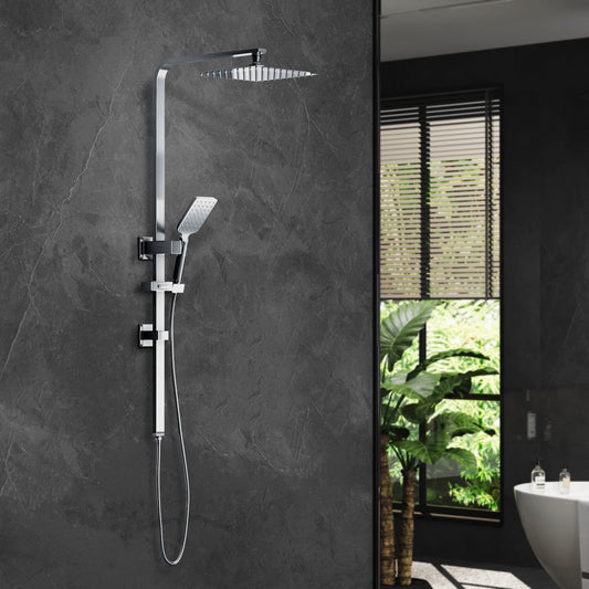 10" Rain Shower Head Set Square 3-Mode Handheld Shower Rail Set