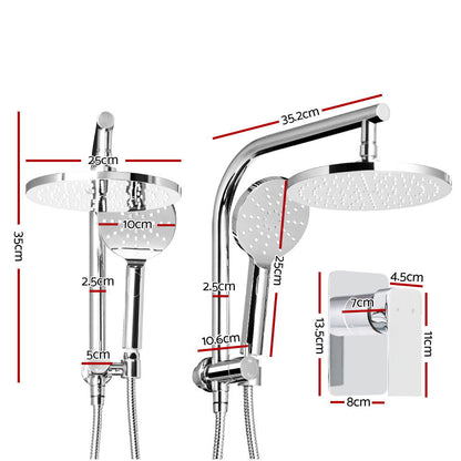 Chrome Handheld Round High Pressure Rain Shower Head Set With Mixer Tap