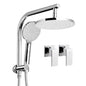 Chrome Handheld Round High Pressure Rain Shower Head Set With Twins Tap
