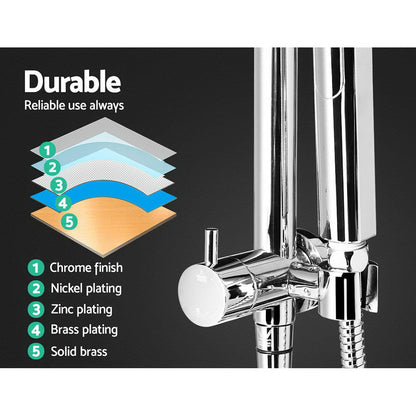 Chrome Handheld Round High Pressure Rain Shower Head Set With Twins Tap
