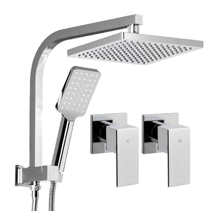 8'' Rain Shower Head Set Handheld Round High Pressure Wins Tap Chrome
