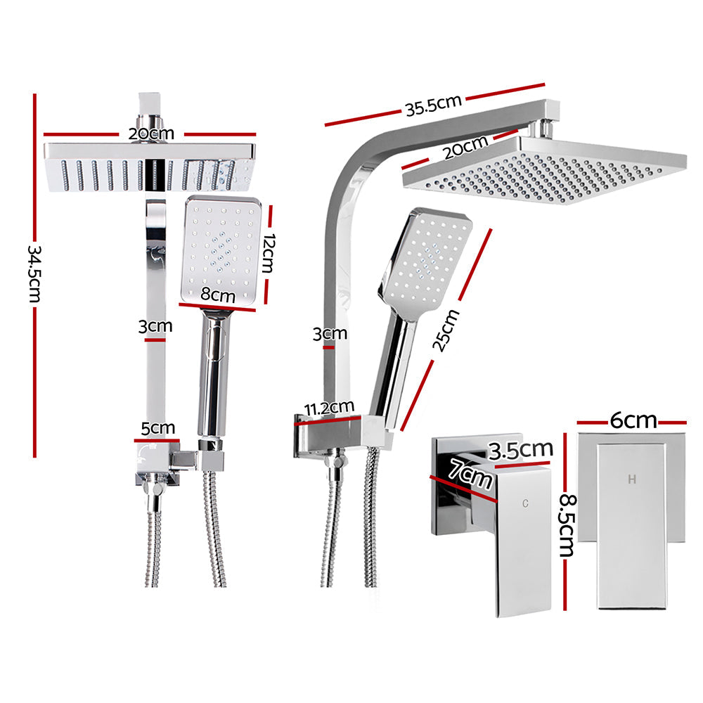 8'' Rain Shower Head Set Handheld Round High Pressure Wins Tap Chrome