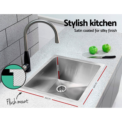 Kitchen Sink 44X44Cm Stainless Steel Basin Single Bowl Laundry Silver