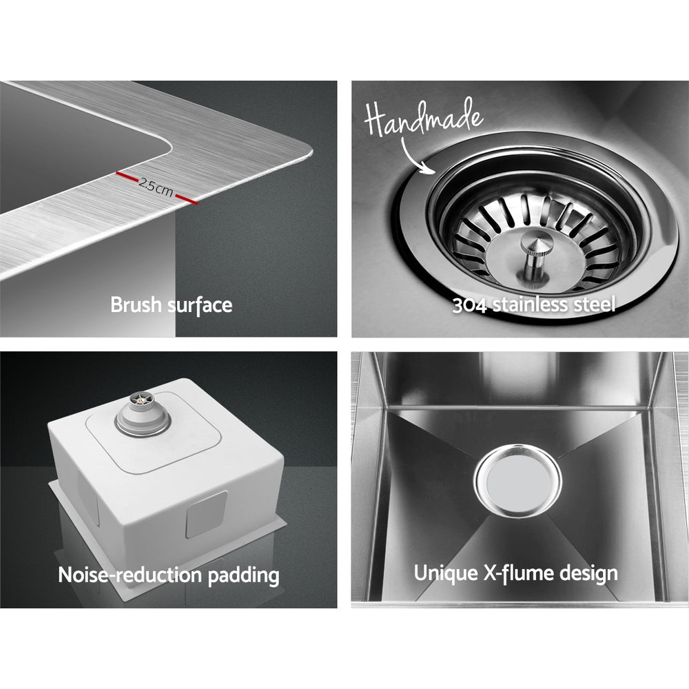 Kitchen Sink 44X44Cm Stainless Steel Basin Single Bowl Laundry Silver
