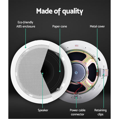 2 X 6" In Ceiling Speakers Home 80W Speaker Theatre Stereo Outdoor