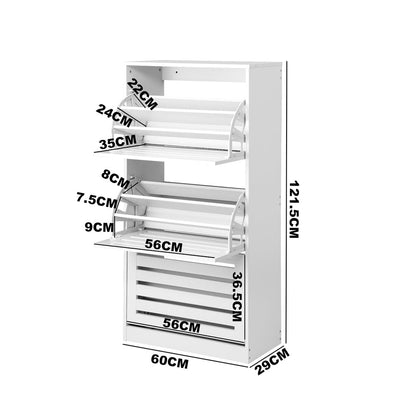 Shoes Rack Shoe Storage Cabinet Organiser Shelf 3 Doors 45 Pairs White