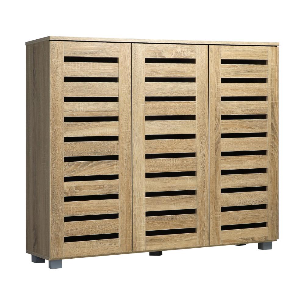 Shoes Cabinet Shoe Storage Rack Organiser Shelf 3 Doors 30 Pairs Wooden