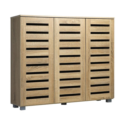 Shoes Cabinet Shoe Storage Rack Organiser Shelf 3 Doors 30 Pairs Wooden