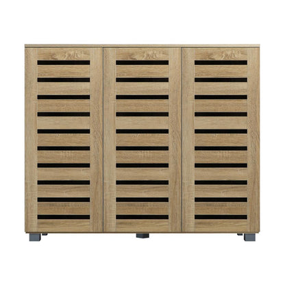 Shoes Cabinet Shoe Storage Rack Organiser Shelf 3 Doors 30 Pairs Wooden