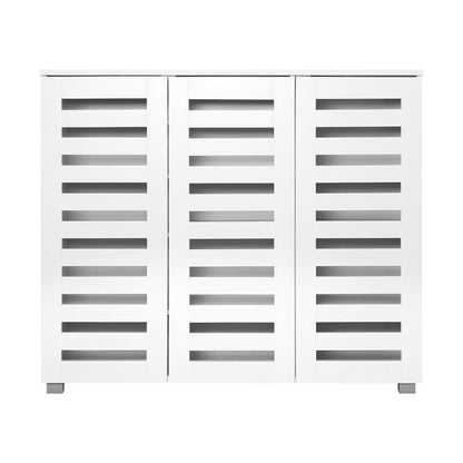 Shoes Cabinet Shoe Storage Rack Organiser Shelf 3 Doors 30 Pairs White