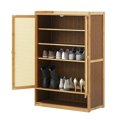 shoe-storage-cabinet-2-doors-rattan-black