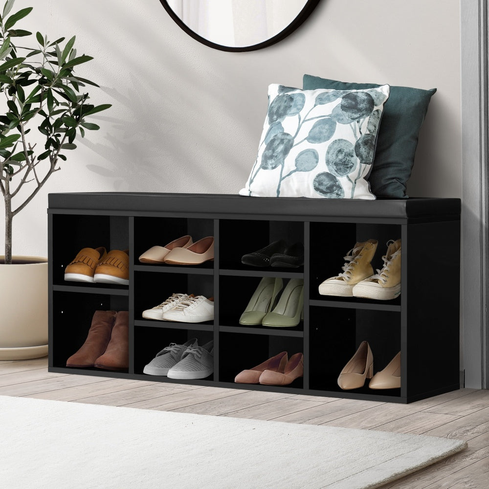 Shoe Bench 105cm Shoe Storage Cabinet Orgaiser Rack Storage Shelf Black