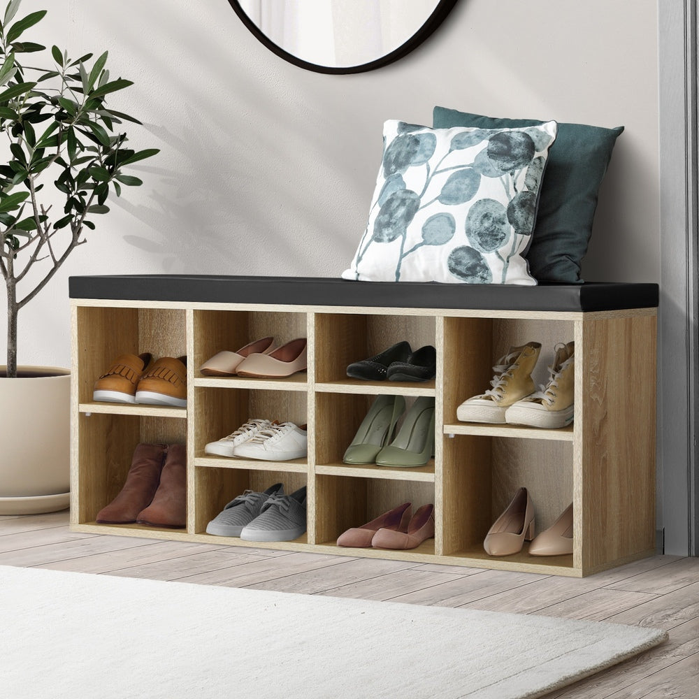 Shoe Bench Shoe Storage Rack PU Padded Seat Organiser Cupboard