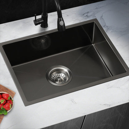 44X38CM Stainless Steel Sink Single Bowl with Waste Black