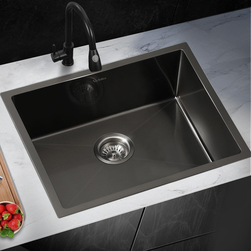 44X38CM Stainless Steel Sink Single Bowl with Waste Black