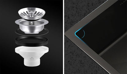 44X38CM Stainless Steel Sink Single Bowl with Waste Black