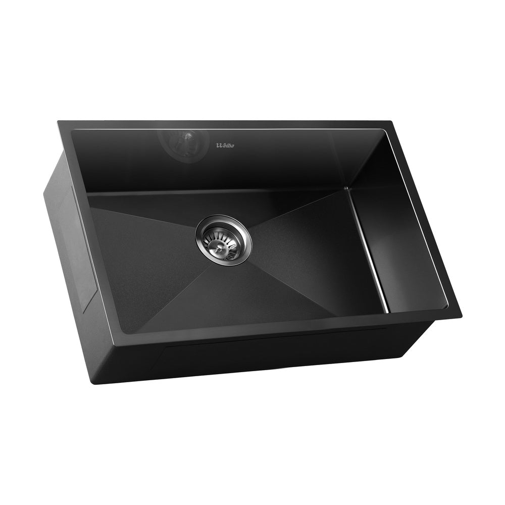 44X38CM Stainless Steel Sink Single Bowl with Waste Black