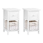 Bedside Table 1 Drawer With Basket Rustic White X2