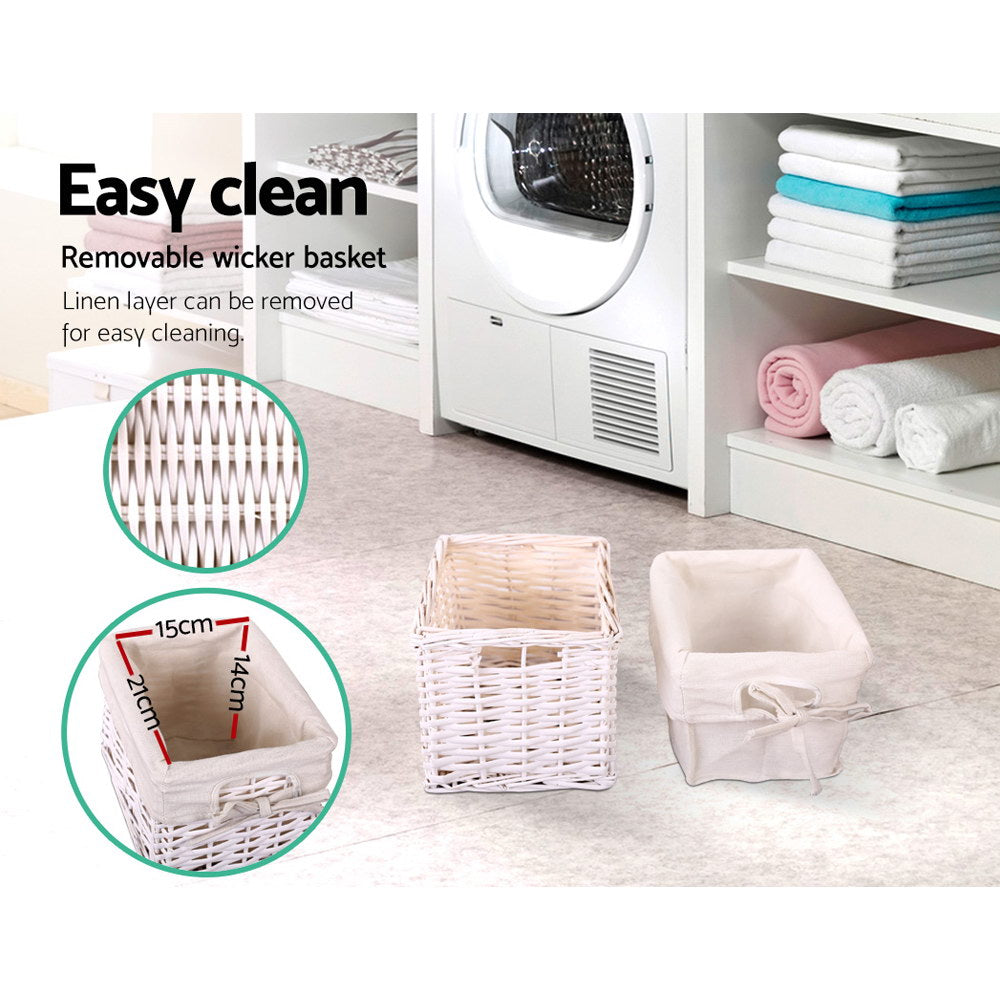 Bedside Table 1 Drawer With Basket Rustic White X2