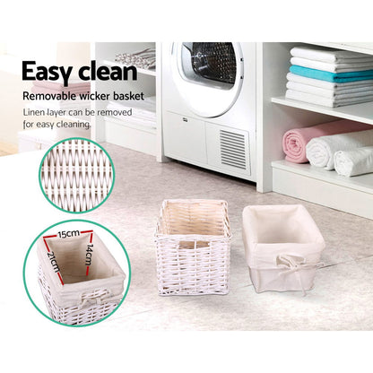 Bedside Table 1 Drawer With Basket Rustic White X2