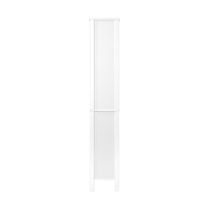 Bathroom Cabinet Storage Laundry Tall Slim Cupboard Rattan Door White