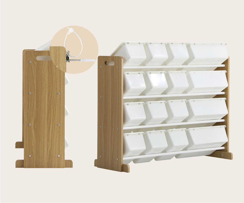 16 Bins 4-Tier Kids Toy Organiser Storage Rack