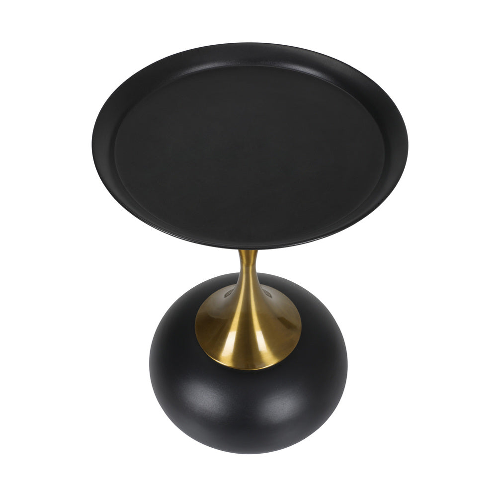 Coffee Side Table Round Metal Black/White