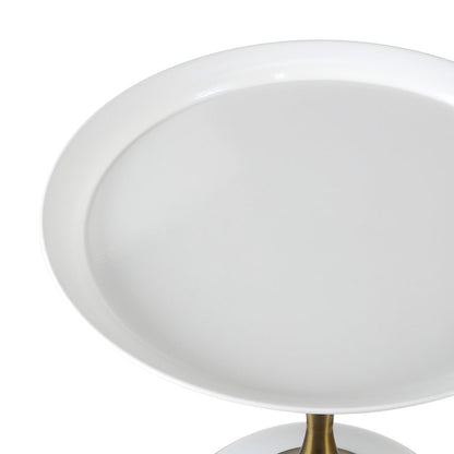 Coffee Side Table Round Metal Black/White