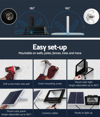Solar Street Light 60W Flood Motion Sensor Remote Outdoor Lamp
