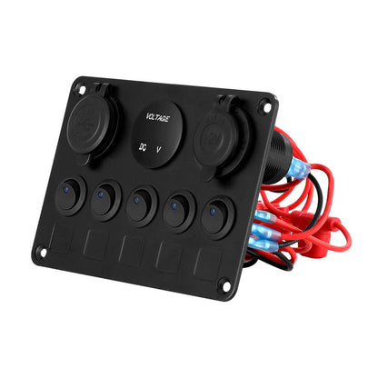  12V Switch Panel For Car Boat Marine USB ON-OFF LED Rocker Toggle