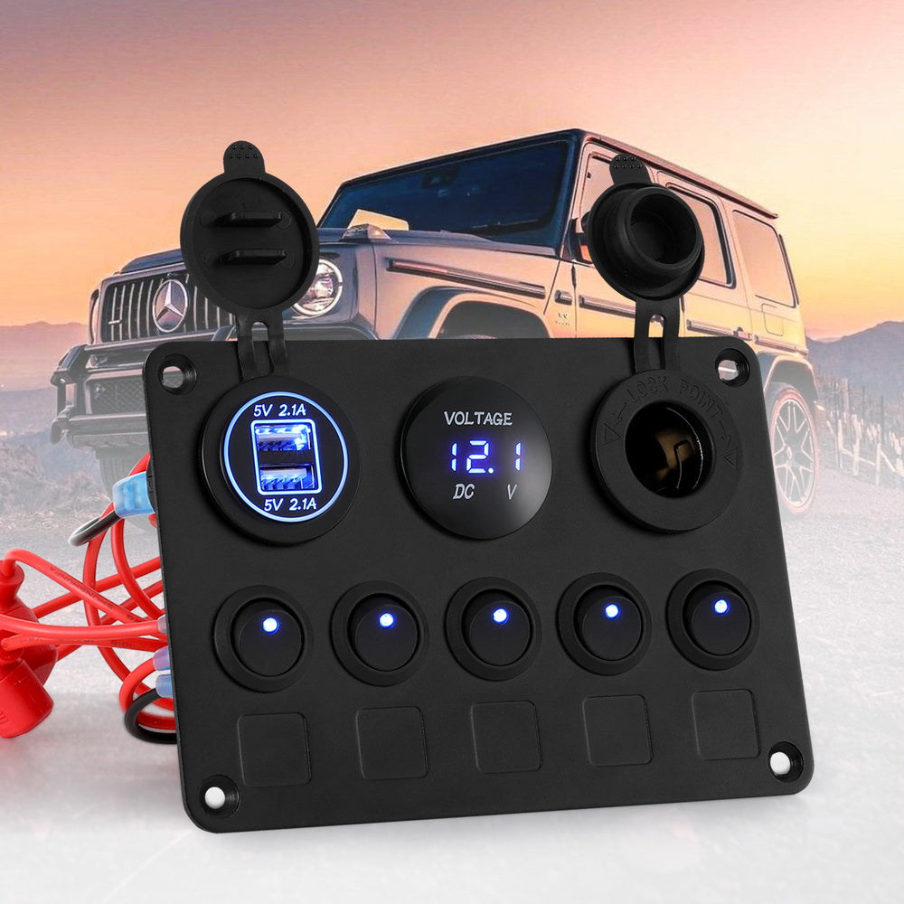  12V Switch Panel For Car Boat Marine USB ON-OFF LED Rocker Toggle