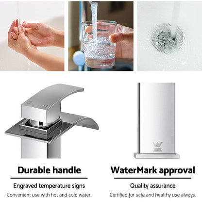 Bathroom Basin Mixer Tap Thin Tall Faucet Vanity Laundry Black