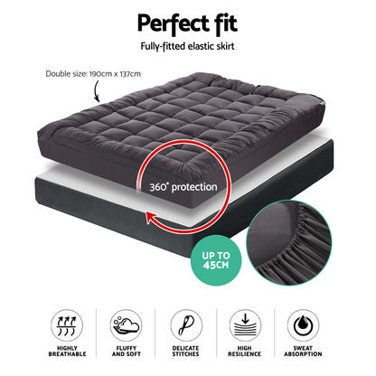 Mattress Topper Pillowtop Bamboo Charcoal Double