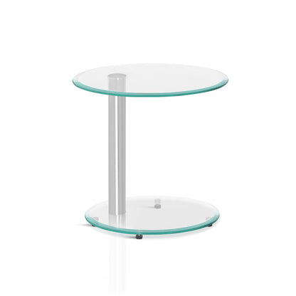 Coffee Table Oval Tempered Glass Side End Beside Tables Cafe 45cm